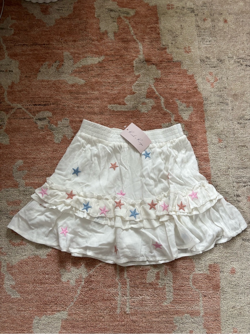 NWT Rock n Rags White Ruffled Star-Embroidered Women’s Skirt